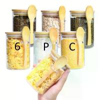 ราคา โหลแก้วขนาด 18 ออนซ์ พร้อมฝาไม้ไผ่และช้อน ความจุสำหรับน้ำตาล โหลแก้วพร้อมฝาไม้เก็บกาแฟ ชา เครื่องเทศ น้ำตาล และอื่นๆ (1733123826622694591)