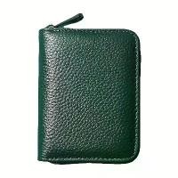 ราคา กระเป๋าสตางค์พับสองชั้นหนังแท้สำหรับทุกเพศ ที่ใส่บัตรขนาดเต็มหน้าที่ สีเขียวเข้ม พร้อมซิปปิด โซ่โลหะสีทอง กระเป๋าใส่เงินและหน้าต่างแสดงบัตรประจำตัว กระเป๋าสตางค์ธุรกิจระดับมืออาช (1733201948416378353)