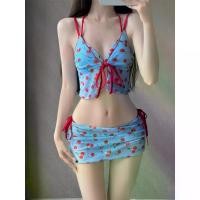 ราคา 2025 New Cherry Bikini Two-Piece Swimsuit Sexy Hot Girl Pure Desire Youth Style Hot Spring Four-Piece Set (1733358313040480213)