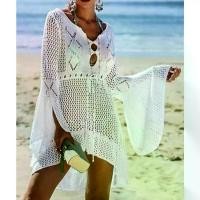 ราคา Sexy floral beach cover-up Bikini cover-up white sheer mesh (1732962568695154301)