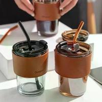 ราคา (1ลัง =58PCS)ถ้วยแก้ว 450ml（350ml) แก้วกาแฟ สไตล์มินิมอล พร้อมหลอดแก้ว ฝาปิด ปลอกซิลิโคนกันร้อน owala 40oz กระติก น้ํา cup glasses bl น่ารัก แก้วเยติ สแตนเลส (1732742950918063134)