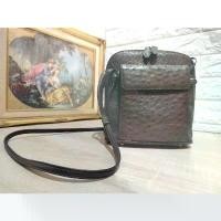 ราคา Ostrich Leather Bag หนังนกกระจอกเทศแท้ สี น้ำตาลคลาสสิกทรงสะพาย Cross Body สวยหรู (1733367725395379580)