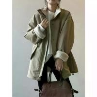 ราคา Lamb Wool Workwear Parka for Women, Autumn and Winter Design with Warm Inner Lining, Versatile Stand Collar Jacket (1733241748709934241)
