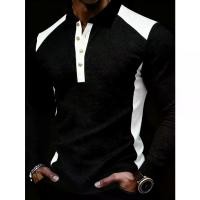 ราคา Men's Shirt New Waffle Two-tone Button Henley Shirt Casual Men's Long Sleeve Shirt (1733076762968098114)