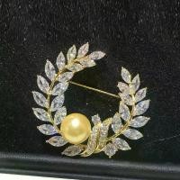 ราคา [อุปกรณ์เสริม DIY] เข็มกลัดเคลือบทองหนาสไตล์หรูหราประดับเซอร์โคเนียรูปพระจันทร์สำหรับผู้หญิง พร้อมที่ยึดเข็มกลัดสีเหลืองอำพันและไข่มุก (1733334425162974600)