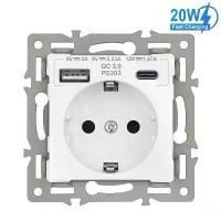 ราคา [COD] SRAN Electrical Socket with usb C 20W Fast Charging, EU Standard Usb Wall Outlet with iron plate for F Series DIY (1733191604628916074)