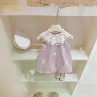 ราคา Girls' Vest Dress 2025 New Style Baby Girl Lace Collar Thin Sleeveless Sweet Princess Puff Cake Dress (1733467750342297171)