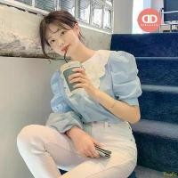 ราคา ️ 5103 เสื้อคอบัว แต่งลูกไม้ แขนตุ๊กตา - เสื้อทำงาน เสื้อลำลอง ขายดี binder haechan เสื้อครอป (1733114082817771009)