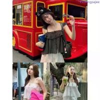 ราคา พร้อมส่ง เสื้อสายเดี่ยว กระดุมหน้า แต่งลูกไม้น่ารักๆ ขายดี binder (1733315753166472258)