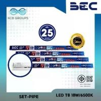 ราคา BEC ชุดหลอดไฟ LED T8 18W/6500K SET-PIPE ความยาว 1243 มม แสงสีขาวธรรมชาติ 25,000 ชั่วโมง แรงดัน 220-240V 50/60Hz (1733349297388356609)