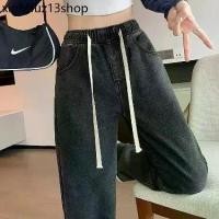 ราคา ✸Flash saleกางเกงยีนส์คนอ้วน กางเกงยีนส์ขายาว ทรงกระบอกใหญ่ เอวยางยืดแต่งเชือกรูดได้จิง กางเกงยีนส์ s-xxxl✫ (1732824806258476376)