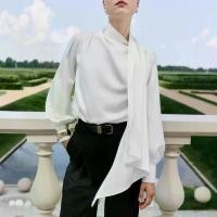 ราคา 20252025 European and American Women's Fashion New French Elegant Ribbon Top Shirt Casual Commuter Pullover Long Sleeve Shirt for Women (1732996340906427404)