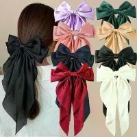 ราคา Korean Accessories Hair Clips for Women Girls Big Bowknot Satin Long Ribbon Bows Spring Clamp Barette Cheveux Femme 2023 (1733100879096218809)