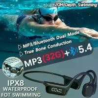 ราคา [COD] IPX8 Waterproof Swimming Bone Conduction headphone Bluetooth 5.4 Bass Wireless headset MP3 (32G) Player Cycling Fitness Earphone (1733440219297515075)