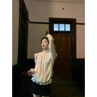 ราคา SourceWithU Pure White Aesthetic Early Autumn Essential Gentle Simple Petal Sleeve Cream White Long Sleeve Shirt Top (1733470934903391704)