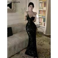 ราคา ชุดแม็กซี่เดรสเลื่อม สีดำ สำหรับผู้หญิง 2025 Vestidos De Mujer เรียบหรู เปลือยหลัง เสื้อคลุมเซ็กซี่ เด็กหญิง เสื้อคลุม บอดี้คอน ปาร์ตี้ เดรส (1732550788498621724)