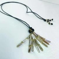ราคา Natural Oxford Shell Tassel Necklace for Women Tiger Eye Stone Beaded Long Wax Cord Sweater Chain Niche High-End Accessories Trendy (1733156017366599262)