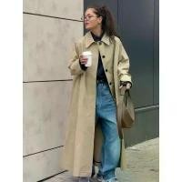 ราคา [COD] Parc Fee Fashion Loose Khaki Cotton Women's Windbreaker Winter Lapel Long Sleeve Trench Coat Elegant Classic Solid Coats Female (1733469405977609804)