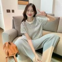 ราคา แบรนด์ Hot-Selling E-commerce ใหม่ Striped Short-Sleeve T-Shirt Retro Plus Size Summer Ve Apricot Trendy Brand 50 halter top เสื้อ ลุ้ค กะล่อน กราม กันหนาว ขนเป็ด ผู้หญิง ลีวาย ค (1732979625185608864)