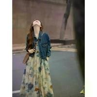 ราคา Printed Retro Mid-Length Dress for Women 2025 New National Style Elegant Ink Painting Slim Fit Tummy Covering Tank Dress (1733044181089158435)