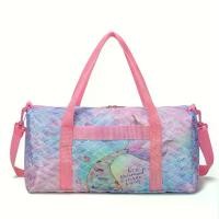 ราคา กระเป๋าเดินทางลายนางเงือกขนาดใหญ่ สีชมพู โพลีเอสเตอร์ ทนทาน สำหรับการเดินทางและโยคะ พร้อมปักคำว่า "Be a Mermaid in a Sea of Fish" อุปกรณ์เสริมธีมนางเงือก (1733068998457001727)