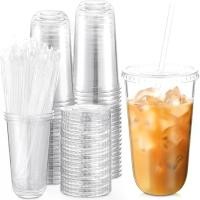 ราคา 50 ชุดแก้วพลาสติกใสพร้อมฝาและหลอด แก้วกาแฟเย็นแบบใช้แล้วทิ้ง PET สำหรับเครื่องดื่มเย็น น้ำผลไม้ สมูทตี้ ร้านกาแฟ งานปาร์ตี้ คริสต์มาส (ใส, 18 ออนซ์) (1733281155877406540)