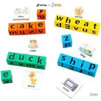 ราคา Children's English Word Cards Wooden Puzzle Toy Montessori Early Education Face-Changing Cube Multiplayer Battle Board Game (1733137981637232446)