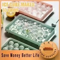 ราคา [BIG SIZE]33 Holes Round Ice Cube Maker Balls Ice Mold Tray With Cover Whiskey Coffee Ice Mold (1733338699222452015)