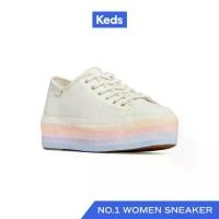 ราคา KEDS รองเท้าผ้าใบหนัง มีส้น รุ่น TRIPLE UP LEATHER MULTI STRIPE FOXI สีขาว ( WH67845 ) (1730131767147923612)