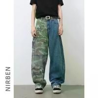 ราคา Design Sense Casual Camouflage Cargo Pants Versatile Denim American Camouflage Patchwork Multi-Pocket Scimitar Jeans Men Retro High Street Straight Cargo Pants 2026 New Men's Trendy Pants (17334797150