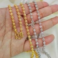 ราคา สร้อยคอเงินแท้ 92.5% Italy ชุบทอง18k , ชุบทองคำขาว ลาย Ball moon ขนาด 4มิล (1731346209890927626)