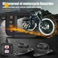ราคา ☀MS รถจักรยานยนต์ DVR HD 1080P ด้านหน้าด้านหลัง Dash Cam Loop Recording Video Recorder - (1733380370931287678)