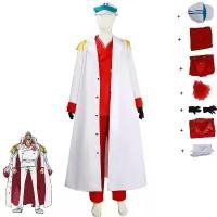 ราคา Anime Marines Admiral Sakazuki คอสเพลย์เครื่องแต่งกาย Admiral Akainu เสื้อคลุมสีขาวสีแดงทหารเสื้อ Man ฮาโลวีน Carnival ชุด (1733449188778870322)