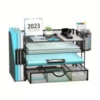 ราคา กล่องเก็บของบนโต๊ะพร้อมแฟ้ม, ถาดจดหมาย 4 ชั้นพร้อมลิ้นชักเสริม 1 ช่องและที่ใส่ดินสอ 2 อัน, กล่องเก็บของบนโต๊ะแบบตารางและอุปกรณ์เสริม, อุปกรณ์สำนักงาน กล่องเก็บไฟล์บนโต๊ะ (1733370590977951228)