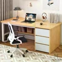 ราคา โต๊ะทำงาน โต๊ะคอมพิวเตอร์ โต๊ะสำนักงาน โต๊ะเรียน มีลิ้นชักและชั้นวางของ (1732031938199127153)