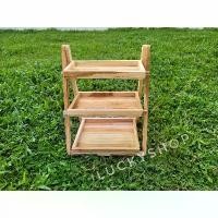 ราคา ชั้นวางของไม้สัก พับได้ ขนาด 3 ชั้น ชั้นวางรองเท้า ชั้นวางหนังสือ (1733304289544078509)