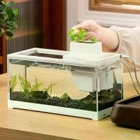 ราคา สะดวกสบายสบายๆ พร้อมไฟ LED ตู้ปลาตั้งโต๊ะขนาดเล็ก พร้อมปั๊มน้ำ เงียบไร้เสียง ตู้ปลากล่องปลา ระบบน้ำหมุนเวียน ตัวกรองกรอง ตู้ปลาขนาดจิ๋ว ของใช้ในครัวเรือน (1733180204588369632)