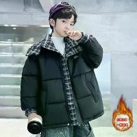 ราคา เสื้อผ้าเด็ก เสื้อแจ็คเก็ตหนังฝ้ายฤดูหนาวสำหรับเด็กชาย รุ่นใหม่ปี 2025 สำหรับเด็กกโต เสื้อโค้ทหนังฝ้ายกันหนาว เสื้อแจ็คเก็ตบุนวมลายสก็อตอุ่นสบาย (1733442972041577647)