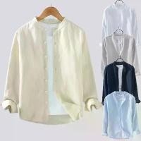 ราคา เสื้อเชิ้ตแขนยาวผ้าลินินคอปกขนาดใหญ่ สไตล์จีน แฟชั่นผู้ชาย (1729730624063375413)