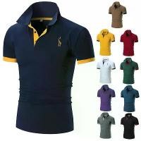 ราคา เสื้อโปโลแขนสั้นปักลายกวาง เสื้อโปโลลำลองสำหรับผู้ชาย แฟชั่นผู้ชาย (1733400126675650484)
