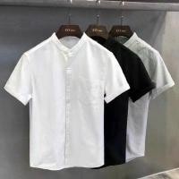ราคา 【ส่งฟรี】 เสื้อเชิ้ตผู้ชาย คอจีน แขนสั้น ผ้าลินินคอตตอน (1732804929698563368)