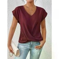 ราคา เสื้อยืดคอวีแขนสั้นสีพื้นยอดขายดีที่สุดใน Amazon ปี 2025 สำหรับฤดูใบไม้ผลิและฤดูร้อน แฟชั่นผู้หญิง Amazon ข้ามพรมแดน (1733232363884479577)