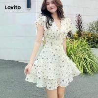 ราคา (Trendy2) Lovito ชุดเดรสผู้หญิง ผ้าสองชั้น แต่งระบาย มีเชือกผูก ลายดอกไม้ สไตล์ลำลอง L73AD128(หลากสี) (1733189233103897619)