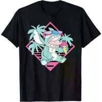 ราคา เสื้อยืดชายหาด ดีไซน์ Lilo & Stitch ไอศกรีม ย้อนยุคยุค 90 (1731266198527247887)