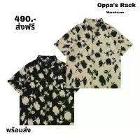 ราคา เสื้อเชิ้ตแขนสั้นลายดอก (ดำ/ครีม) ขาย ส่ง เสื้อ ยืด ร้านสกรีน (1733196635952285218)