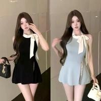 ราคา Sorohชุดมินิเดรส ไหมพรม แขนกุด ดีเทลแต่งโบว์ ทรงเอ ยืดกำลังดีเดรสสั้น สไตล์เกาหลี เรียบหรู#X72 สูท ผู้หญิง (1733105490309973247)