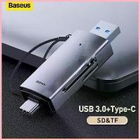ราคา Baseus การ์ดรีดเดอร์ Card Reader อะแดปเตอร์การ์ดรีดเดอร์ USB A & Type C เป็น SD/TF OTG USB 3.0 อะแดปเตอร์ สวัสดิการสด (1732966531099953085)