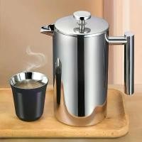 ราคา เครื่องชงกาแฟกดฝรั่งเศสสแตนเลส คุณภาพระดับพรีเมียม ฉนวนผนังสองชั้น หม้อต้มเย็นด้วยมือ มีถ้วยกรอง ความจุขนาดใหญ่ 33oz/27oz/11.84oz เหมาะสำหรับใช้ในบ้านและร้านอาหาร เป่าลม ช่อ ดอกไม้ (173283621270274193