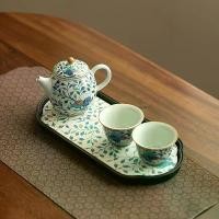 ราคา ชุดกาน้ำชาจีนโบราณสีฟ้าสีขาวพร้อมถ้วยถาดสไตล์ดั้งเดิมของขวัญชาผ้าชุดเซรามิกสำหรับผู้หญิงเหมาะสำหรับคริสต์มาสและวันขอบคุณพระเจ้าเหมาะสำหรับตกแต่งบ้าน กล่อง ดอกไม้ ธนบัตร กล่อง สุม อาหารทะเล (1732321822