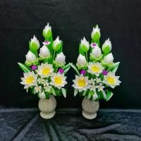 ราคา สูง 12" แจกันขาวมุก ดอกบัวพับดินปั้น แจกันดอกไม้ไหว้พระ ดอกไม้ปลอม แจกันดอกไม้ประดิษฐ์ ดอกบัวพับ ไหว้พระ ดอกไม้บูชาพระ ดอกบัว 9 ดอก ดอกบัวดินปั้น ร้านดอกดิน (1730749943972006808)